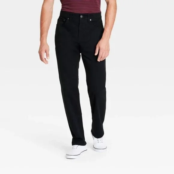 NWT Goodfellow & Co Men's Black Fly Button & Zipper Straight Fit 5-Pocket Pants - Picture 1 of 16